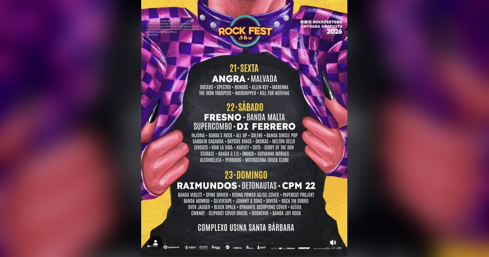 Rock Fest SBO 2026 terá 53 bandas e 11 DJs em três dias